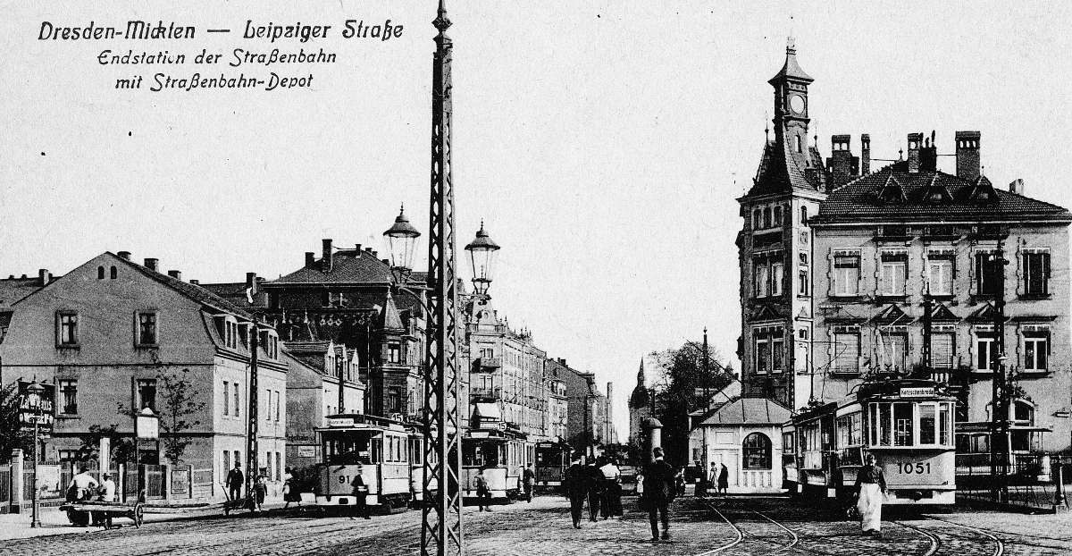 Mickten Straßenbahn-Depot um 1912