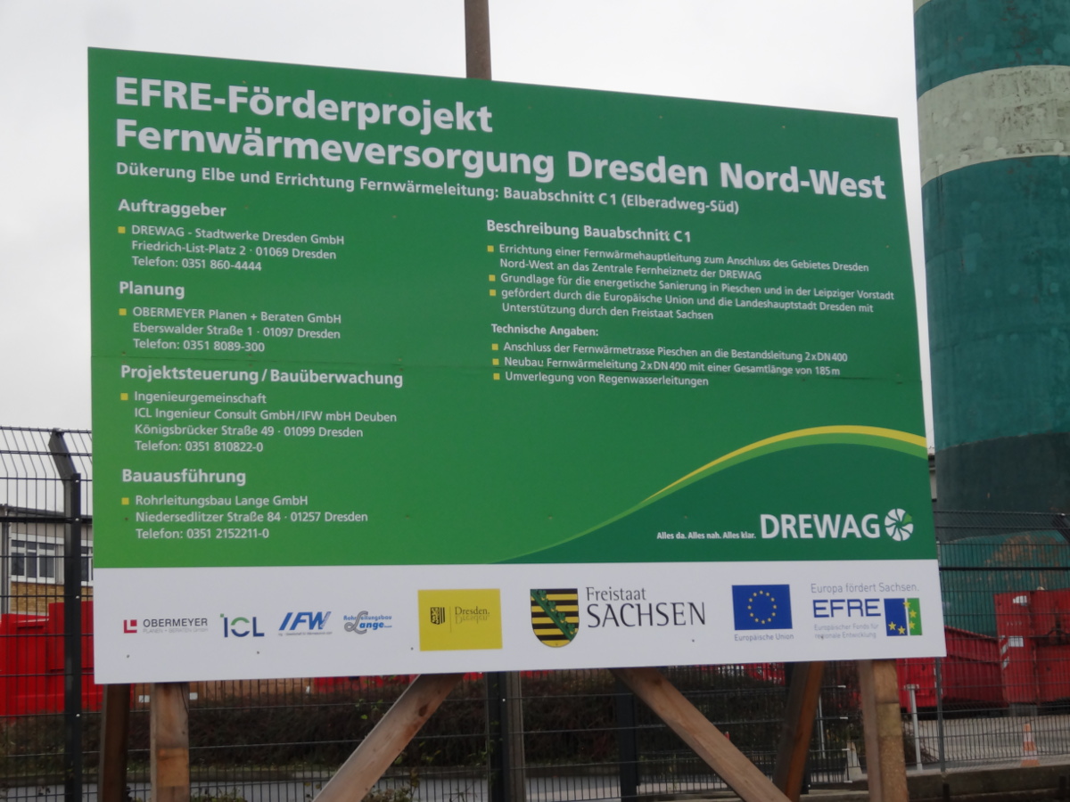 Drewag Elberadweg bauschild