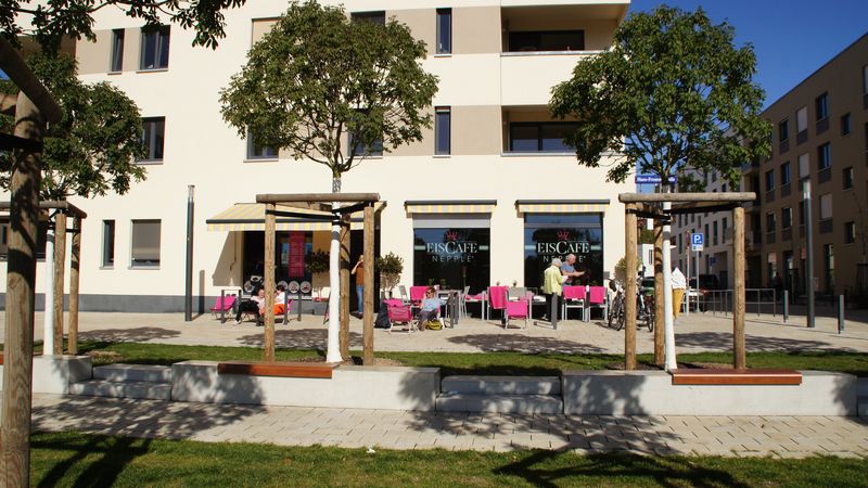 Das Eiscafé Nepple auf den Markus-Terrassen