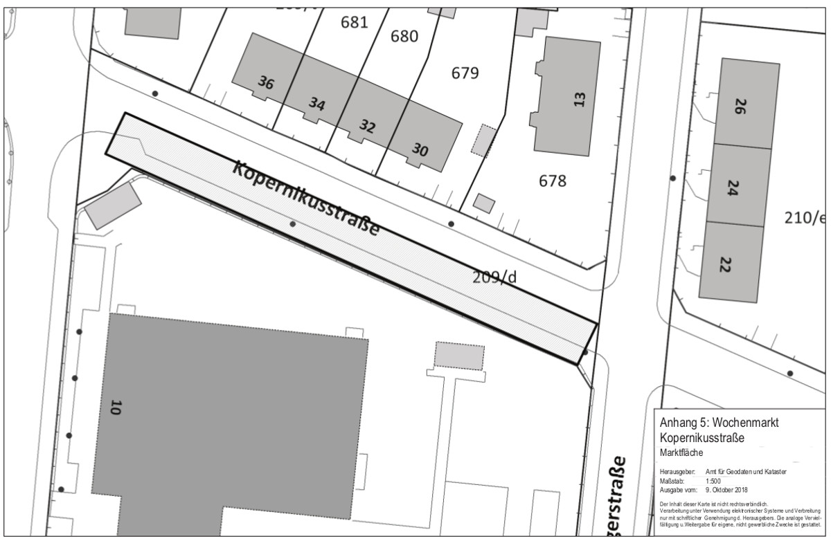 Wochenmarkt Kopernikusstraße Lageplan