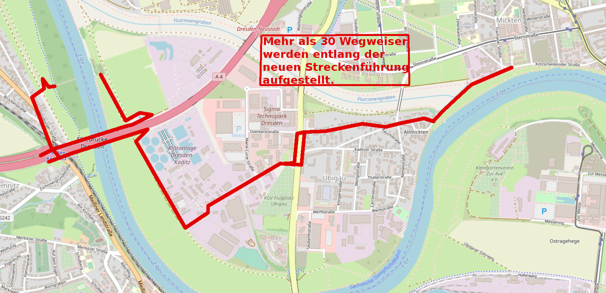 Elberadweg neuer Verlauf