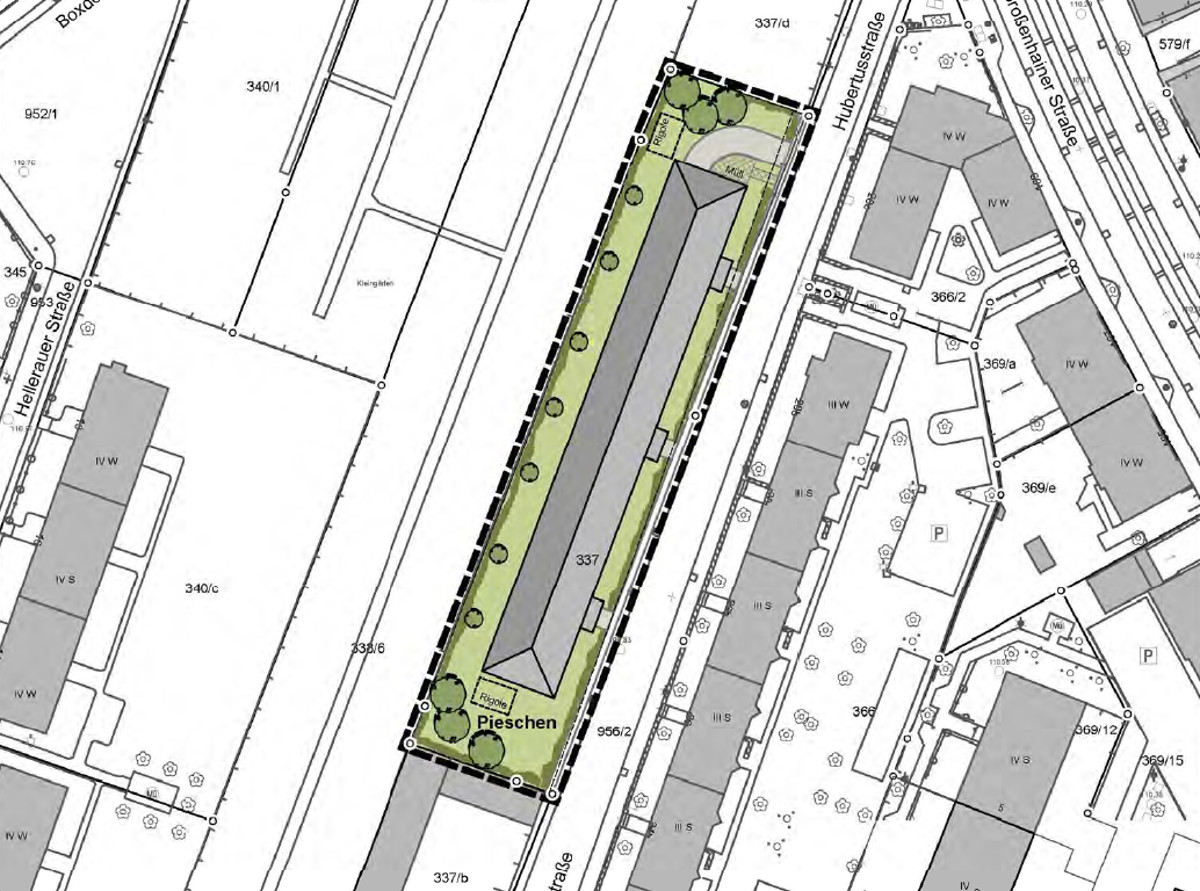 Hubertusstraße Bebauung Lageplan