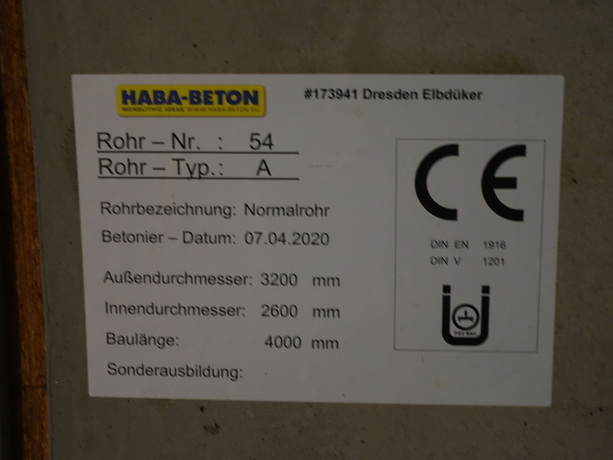 Tunnelrohre Beschriftung