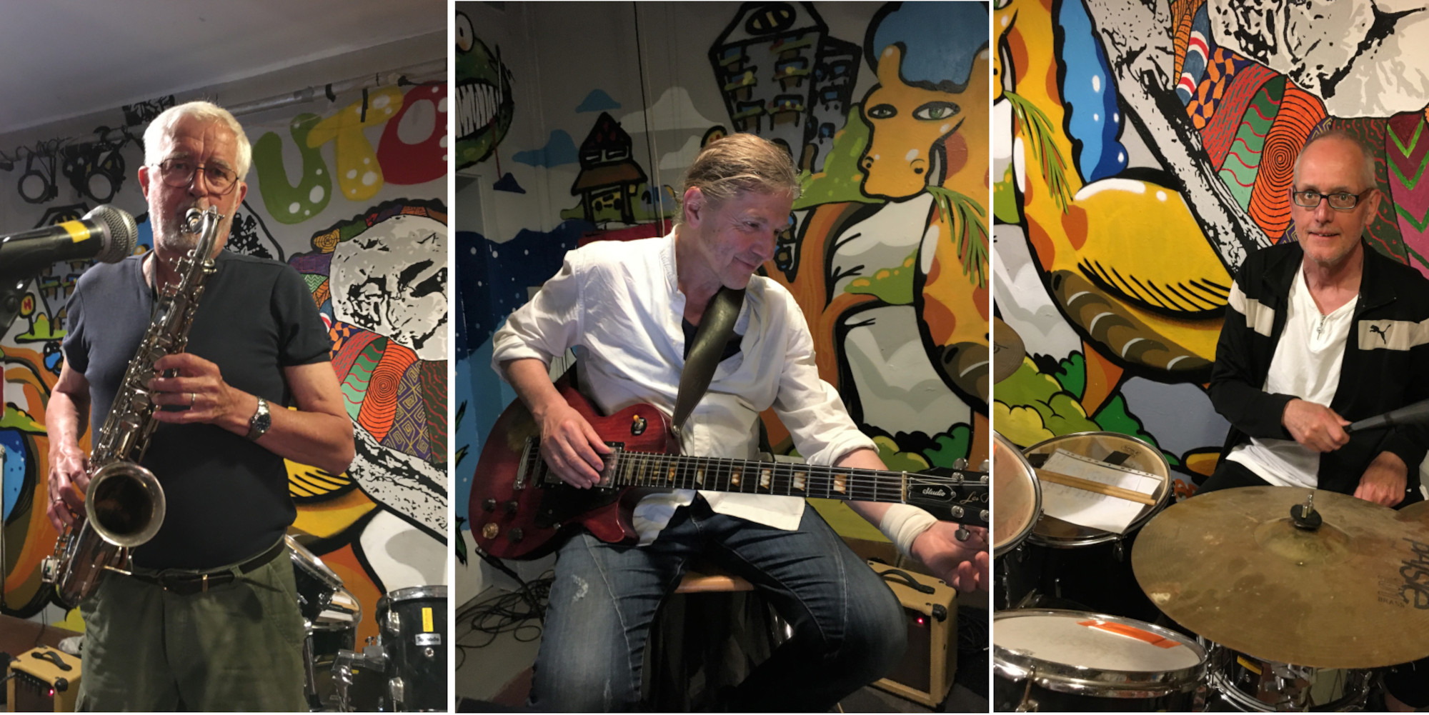 Die "PiStaKa": Joachim, Detlef und Gernot sind der „harte Kern“ der Pieschener Stadtkapelle, die am Trafohaus auftritt. Fotos: privat