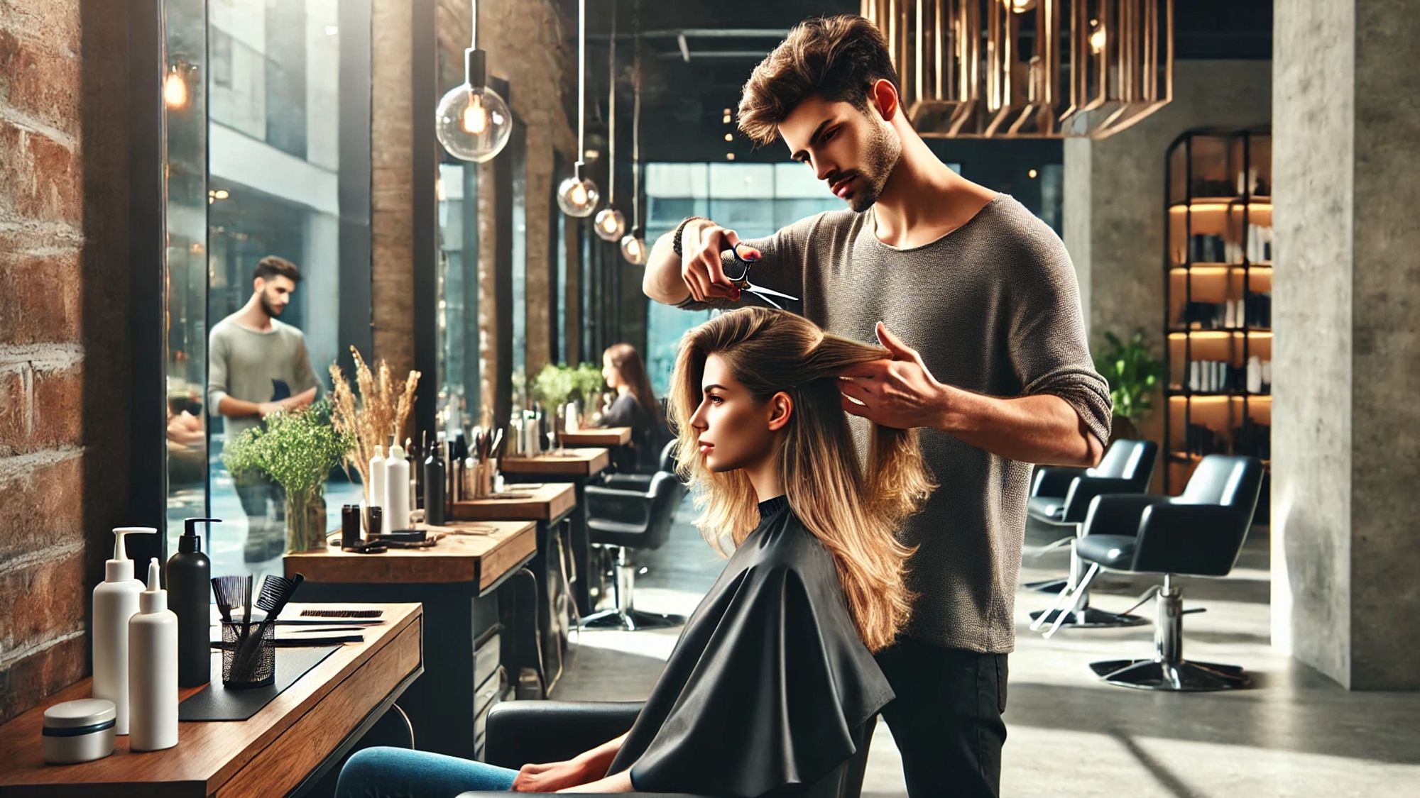 Friseur bei der Arbeit - Foto: KI