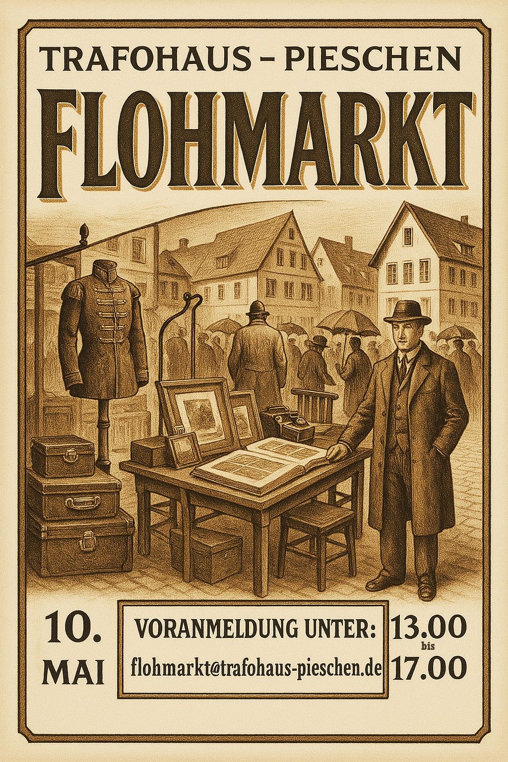 Der erste Flohmarkt am Konkordienplatz findet am 10. Mai statt. Quelle: Trafohaus Pieschen e.V.