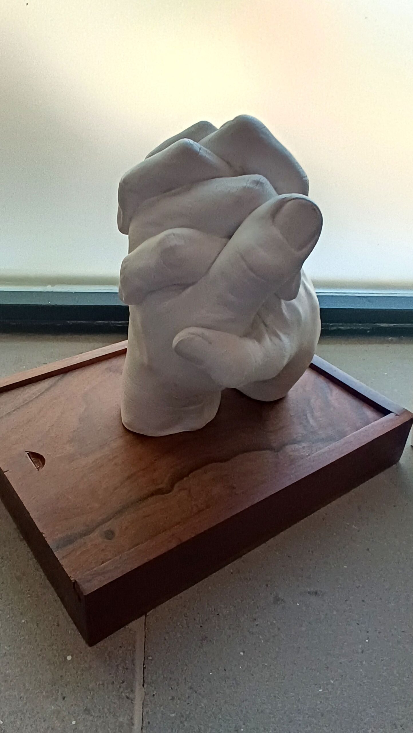 Auch Körperabformungen macht Janine Stelling. Beliebt sind kleine Plastiken miteinander verschränkter Hände oder von Schwangerschaftsbäuchen. Foto: Janine Stelling