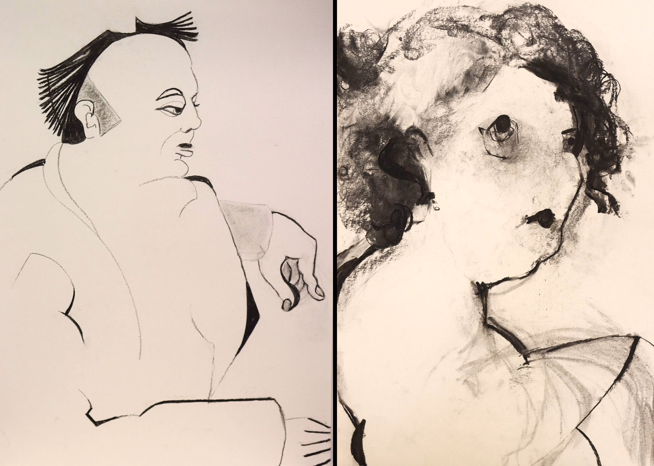 Zeichnungen von Ramona Schöne (links) und Stefanie Tappe